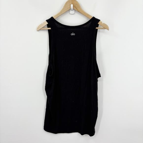 Alo Yoga Tank Top Men Large Black Muscle Stretch Soft Comfy Workout Performance - Picture 1 of 6